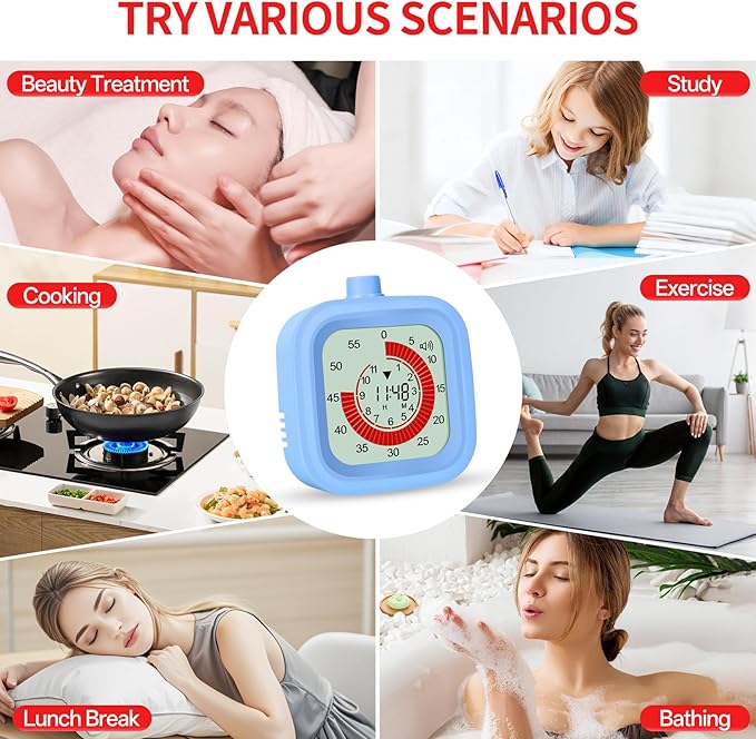 Digital Visual Timer for Kids 12hours Countdown countup Kitchen Timer Student Timer Gym Timer (Black)