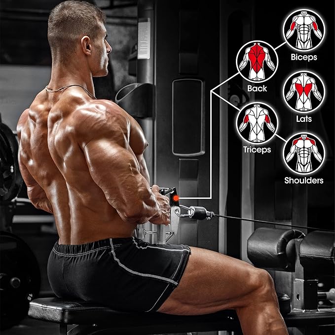 Yes4All Cable Machine Attachment, Double D Handle & Tricep Rope Cable Attachment, Weight Machine Accessories Load 880 LB for Home Gym
