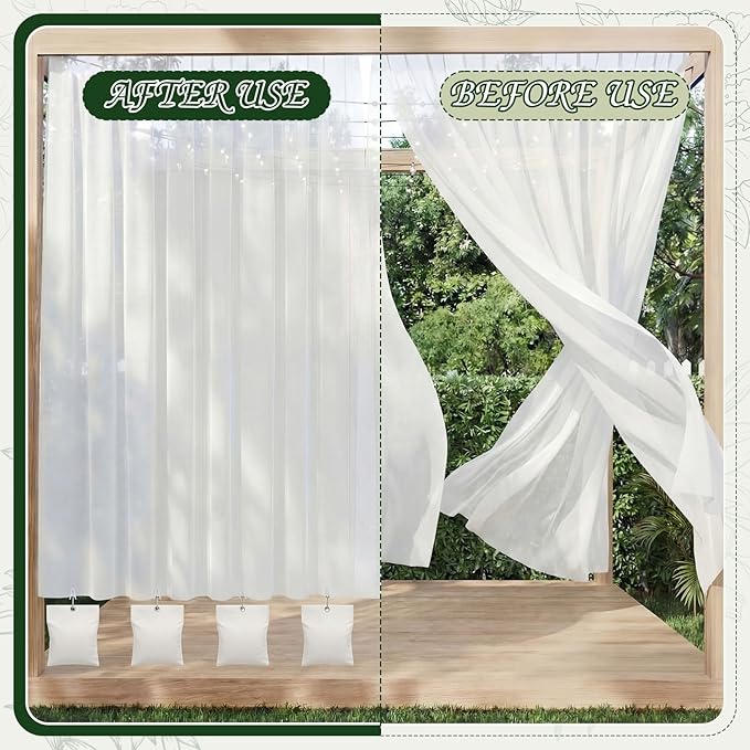 Relaxweex 24 Pack Curtain Weights, 16oz Outdoor Curtain Weighted Bag, Drapery Weighted Bottom Gazebo Weights Sandbag with Holder Clip for Drapes Cabana Gazebo Pergola Garden (Primary Color)