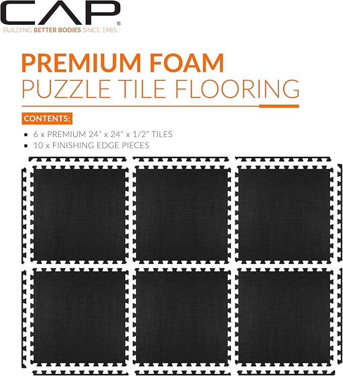 CAP Puzzle Exercise Mats | 1/2” Thick EVA Interlocking Foam Tiles for Home Gym Flooring | Multiple Options