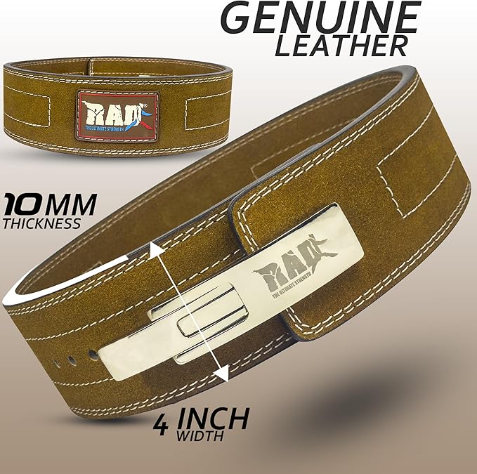 RAD Lever Weight Lifting Gym Belt for Men & Women Size 63 TO107 CM,Thick 10MM & Width 4 Inch Lever Powerlifting Belts for Women Dead Lift Workout Belt Leather Weight Lifting Lever Gym Squat Belt