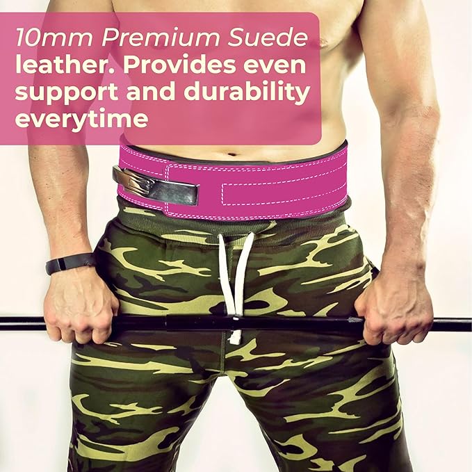 Flexz Fitness Lever Weight Lifting Belt Leather - 10MM 13MM Powerlifting Gym Belts for Men & Women - Lower Back Support for Weightlifting Deadlifts Squats Heavy Duty IPF Bodybuilding