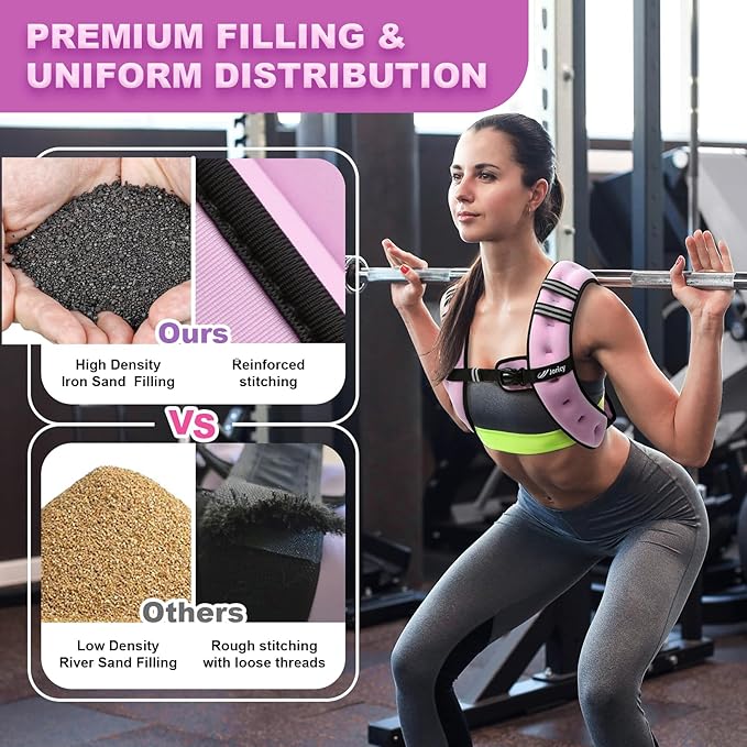 Weighted Vest Woman 5lb/8lb/10lb/12lb/15lb/20lb/25lb/30lb Weight Vest for Women Men, Rucking Vests with Reflective Stripe for Running Workout Walking Strength Training Weight Loss Fitness Weightlifting