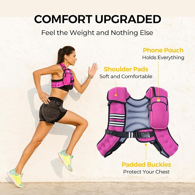 PACEARTH Weighted Vest,6lb/8lb/10lb/12lb/16lb/20lb/25lb/30lb Weight Vest with Reflective Stripe, Body Weight Vests for Women, Men, Weight Loss Workout, Strength Training, Running, Walking, Jogging