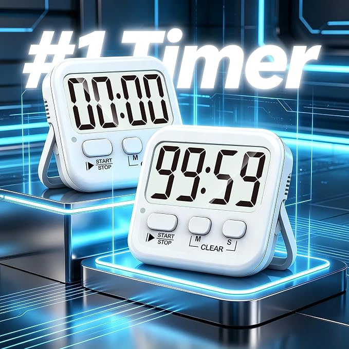 Antonki 2 Pack Digital Timer for Kids, Magnetic Countdown Kitchen Timers for Cooking, Egg, Classroom, Teacher, Exercise, Study, Oven - Battery Included