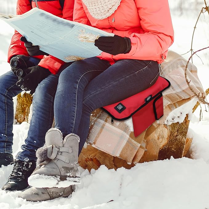 Portable Heated Seat Cushion,Heated Stadium Seats for Bleachers (No Power Bank) Waterproof Heated Seat Pad Great for Outdoor Sports,Camping,Fishing(Red)