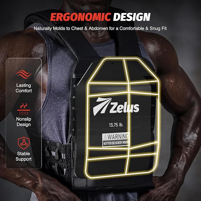 ZELUS Curved Weighted Vest Plates for Workout, 5.75/8.75/13.75LB Pairs Steel Weight Plates for Tactical Weight Vest, Ergonomic Training Plates for Running, CrossFit & Strength Training