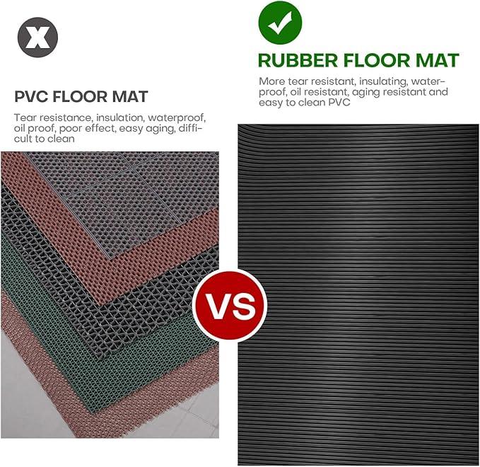 3mm Coin-Grip Rubber Flooring Roll - Easy to Cut Waterproof Anti-Slip Mat, Heavy Duty Floor Protection for Garage, Gym, Stable, Basement, Kennel, 4' x 12'