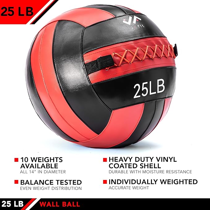JFit Wall Ball – Premium Soft Weighted Exercise Ball for Strength, Conditioning, Gym & Home Workouts, 4-30 LB