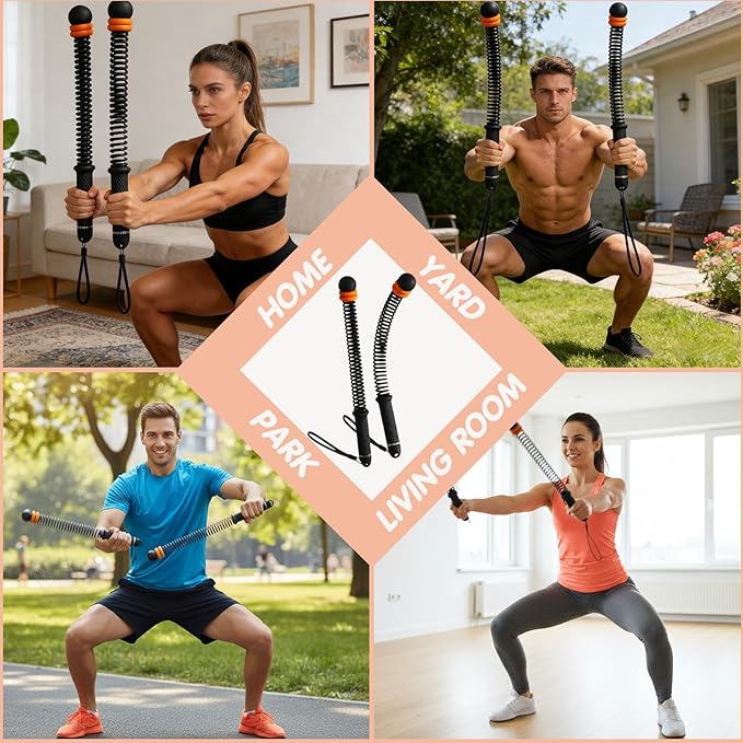 Portable Ropeless Battle Ropes, Adjustable Weights Cordless Battle Ropes for Quiet Home Gym, Workout Ropes for HIIT, No-Jump Training & Full-Body Exercise for Men & Women (Black)