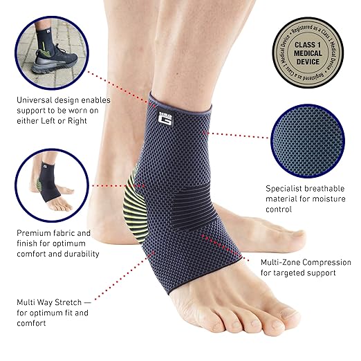 Neo-G Ankle Compression Sleeve Sports – Active – Ankle Compression Sleeve for Running - Lightweight, Elastic, Helps with Strains, Weak Ankles, Injury Recovery, Ankle Swelling Relief - XL