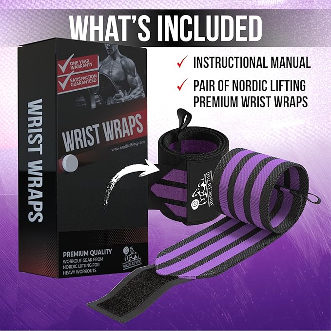 Nordic Lifting Wrist Wraps (1 Pair/2 Wraps) – Lifting Wrist Wraps with Thumb Loop for Weightlifting, Powerlifting & CrossFit – Durable Wrist Support Straps for Men & Women – Gym Essentials for Heavy Lifts