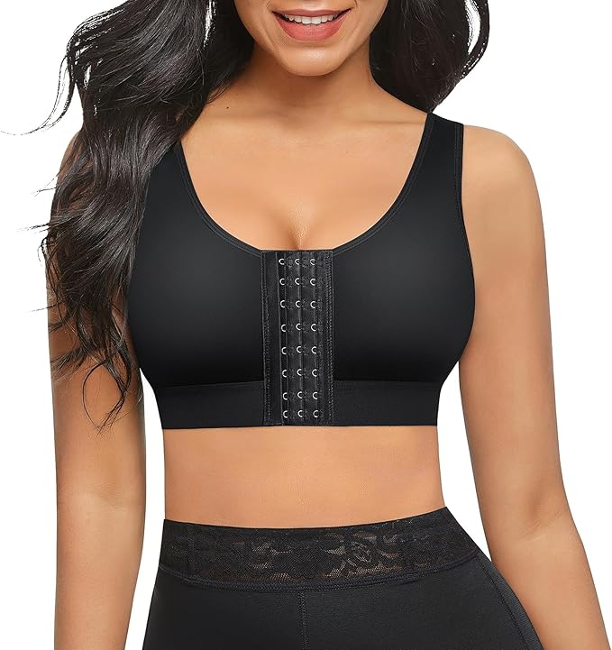 FeelinGirl Arm Shaper for Women Post Surgery Arm Lipo Compression Sleeves Slimming Arm Faja Front Closure Shapewear Bra