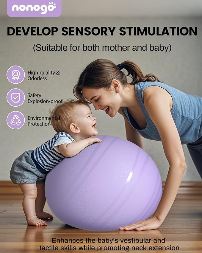 nonogo Birthing Ball for Pregnancy with Resistance Bands- Exercise Ball for Working Out, Yoga, Physical Therapy, Maternity Physio, Balance Stability Ball with Pump