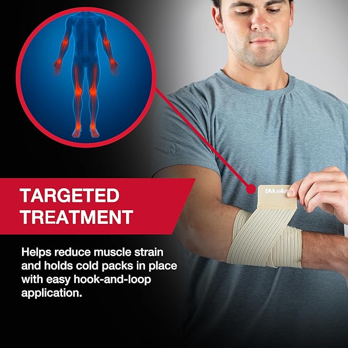 MUELLER Sports Medicine All-Purpose Support Wrap for Men and Women, Adjustable Compression for Joint and Muscle Support, Beige