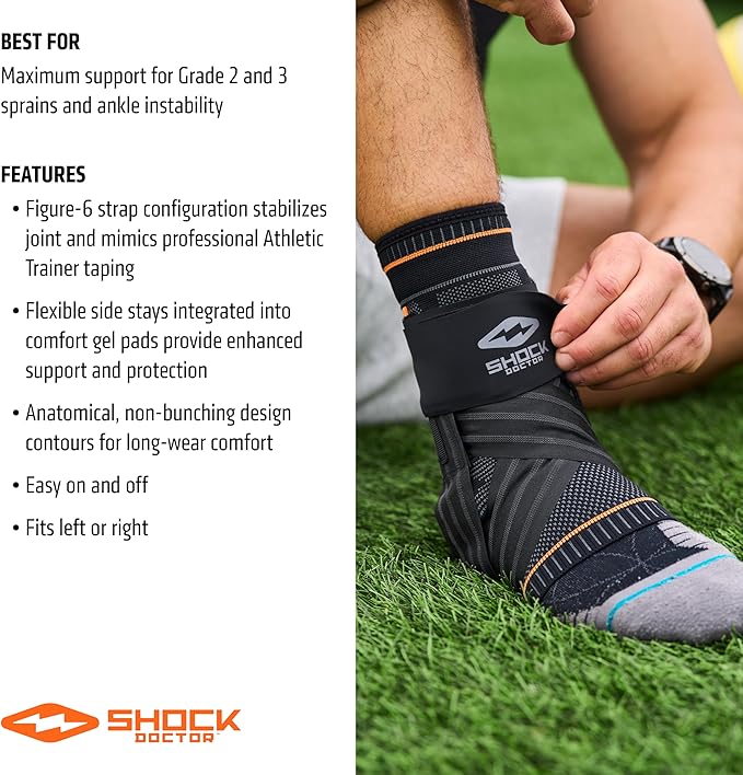 Shock Doctor Ultra Knit Ankle Brace W/Figure 6 Strap & Stays