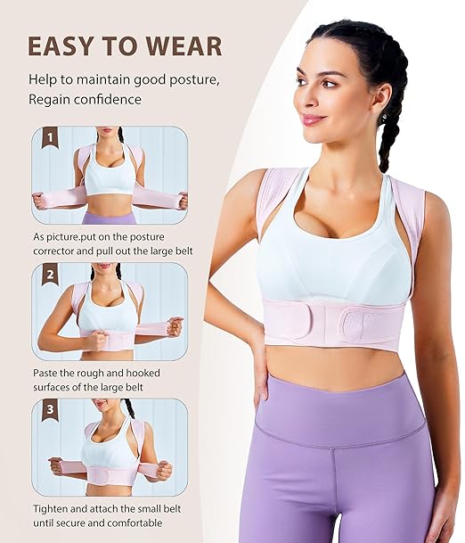 URSEXYLY Posture Corrector for Women Adjustable Upper Back Brace Posture Support Back Straightener Pain Relief(XL/2XL,Pink)
