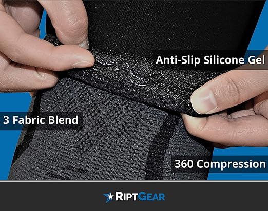 RiptGear Knee Compression Sleeve - Braces for Knee Pain - Compression for Arthritis, Meniscus Tear, Running, Walking - Support for Women and Men - Sleeves Weightlifting (Medium, Gray (1 Pack))