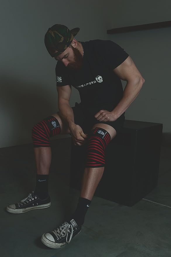 Gymreapers Knee Wraps for Squats and Powerlifting 72 Inch Compression Wraps with Strap for Men & Women Weightlifting Support