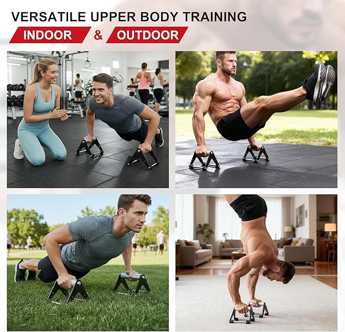 Push Up Bar - Heavy-Duty Stainless Steel Pushup Stands with Non-Slip Base, 500LB Capacity, Portable Home Gym Equipment for Strength Training & Floor Workouts