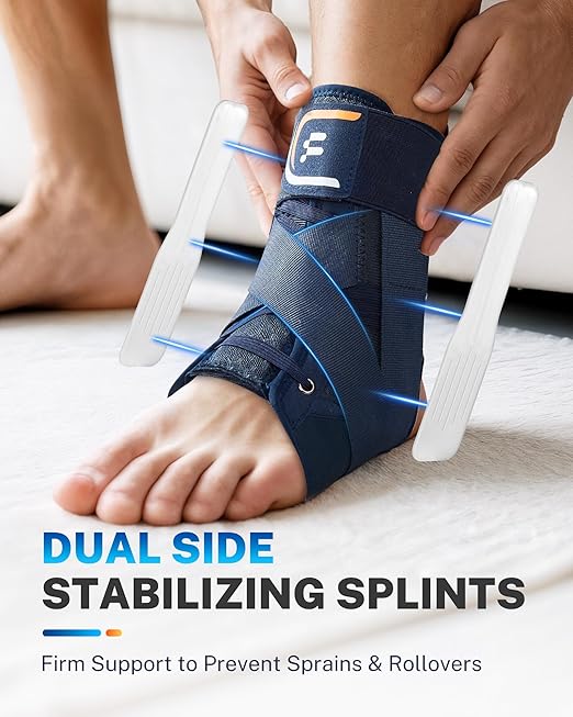 Ankle Brace for Men Women with Quick Lace Up, Adjustable Figure 8 Compression Support for Achilles Tendonitis, Ankle Sprain & Swelling Relief for Volleyball, Running & Daily Wear, L