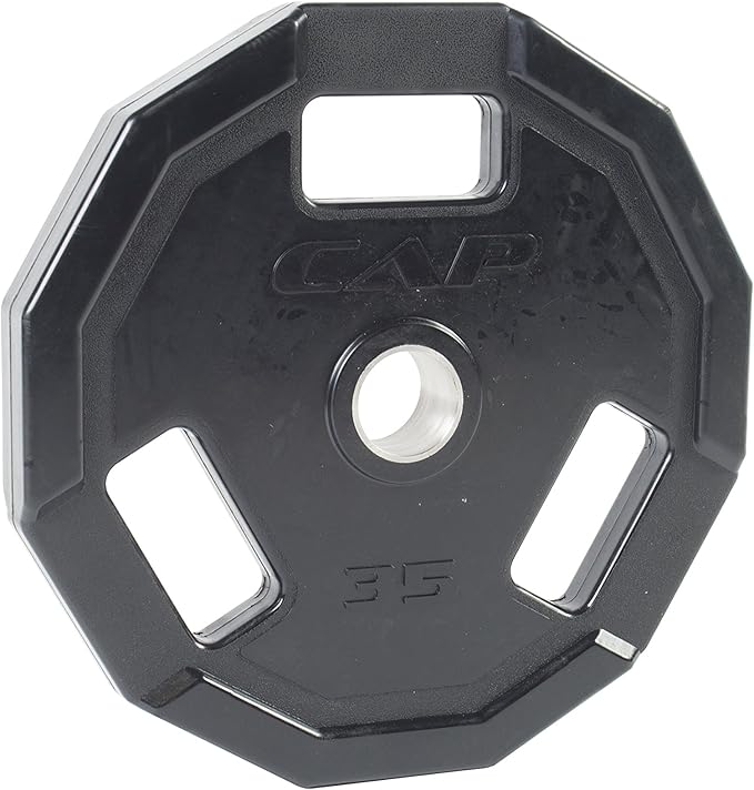 CAP Barbell 12-Sided Rubber Olympic Grip Weight Plates, Black | Multiple Sizes