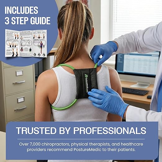 PRIMEKINETIX PostureMedic Dynamic Posture Corrector - Active Resistance Training System for Upper Back Strengthening & Shoulder Alignment - Stretches Chest, Strengthens Back - Doctor Recommended - Size S (Red)