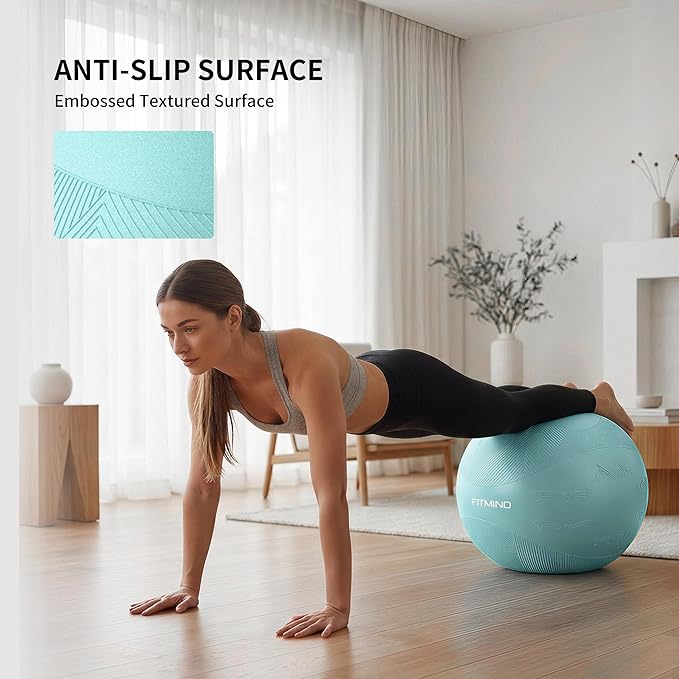 Extra Thick Yoga Ball with Training Instruction, Anti-Burst Slip Resistant Exercise Ball with Pump for Pilates,Physical Therapy,Pregnancy Stability,Birthing Ball 22in 26in 30in