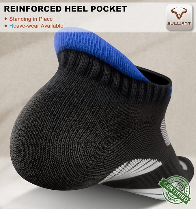 BULLIANT Men Running Socks,Active Ankle Socks No Show For Men With Cushioned Footbed Arch Support Breathable Wicking