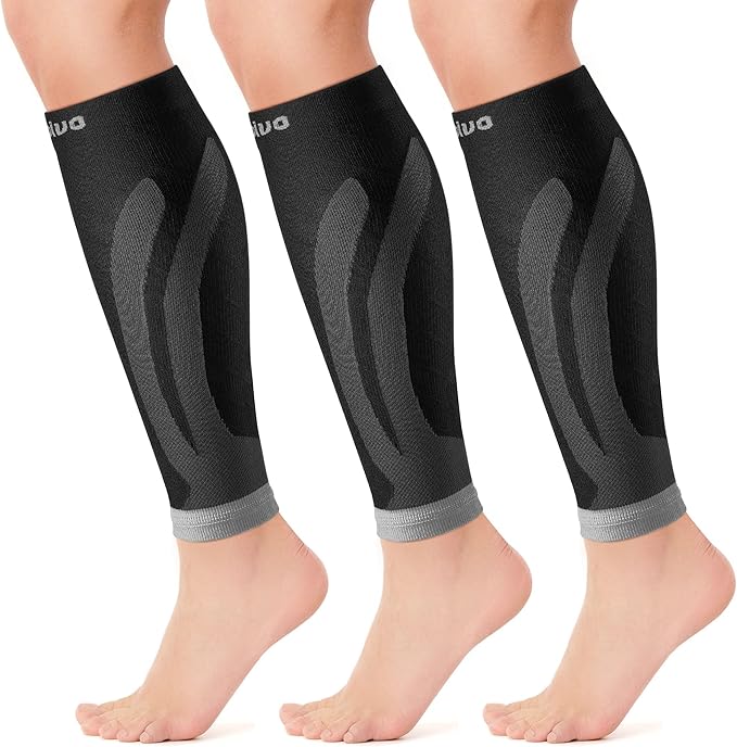 CAMBIVO 3-Pair Calf Compression Sleeves for Men & Women – Footless Socks for Shin Splints & Leg Pain Relief, 1 Pair Available