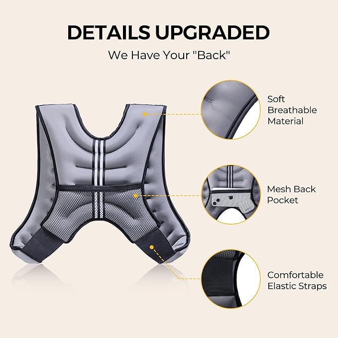 PACEARTH Weighted Vest,6lb/8lb/10lb/12lb/16lb/20lb/25lb/30lb Weight Vest with Reflective Stripe, Body Weight Vests for Women, Men, Weight Loss Workout, Strength Training, Running, Walking, Jogging