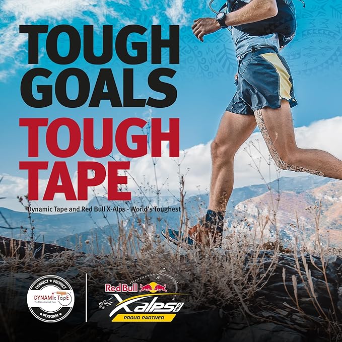 Dynamic Tape Red Bull X-Alps Edition Biomechanical Athletic Tape | 4 Way Stretch & Stronger Recoil than Kinesiology Tape | Designed for Sports, Muscle & Joint Load Management | Recycled | 3" (4 Rolls)
