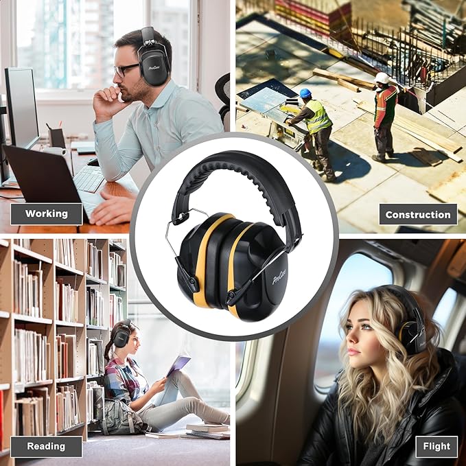 ProCase Noise Reduction Ear Muffs, Sound Proof Ear Protection, NRR 28dB Noise Cancelling Headphones for Adults Kids Autism, Hearing Protection for Shooting Gun Range Mowing -Orange