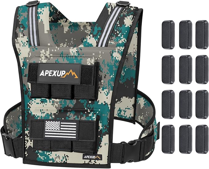 APEXUP Adjustable Weighted Vest Men 20lbs/30lbs/40lbs Weights with Reflective Stripe, Weight Vest Woman Workout Vest for Strength Training Running Walking
