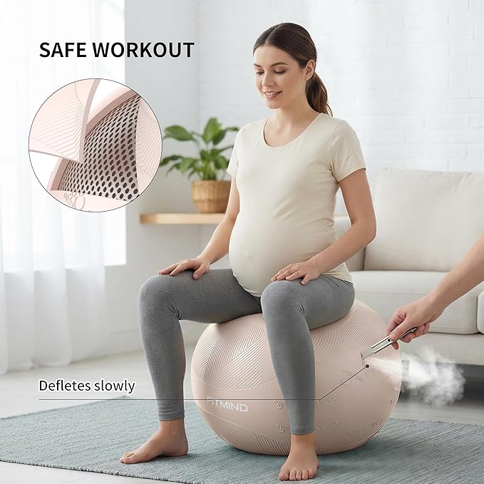 Extra Thick Yoga Ball with Training Instruction, Anti-Burst Slip Resistant Exercise Ball with Pump for Pilates,Physical Therapy,Pregnancy Stability,Birthing Ball 22in 26in 30in