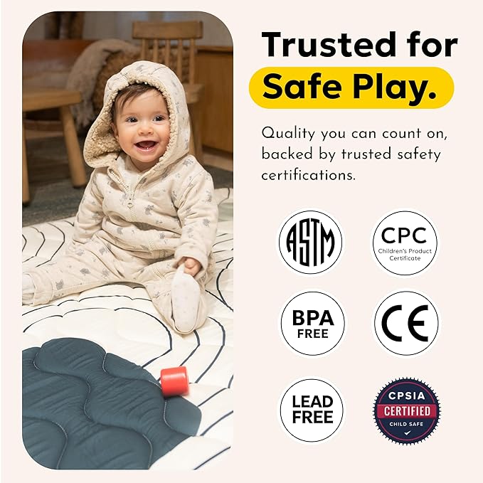 Miotetto Baby Mat for Floor, 73" x 73" Playpen Mat, Thick Soft Foam Padding Baby Play Mat, Portable Quilted playmat - Washable Baby Floor Play mat, Non-Slip Play Mat for Babies & Toddlers