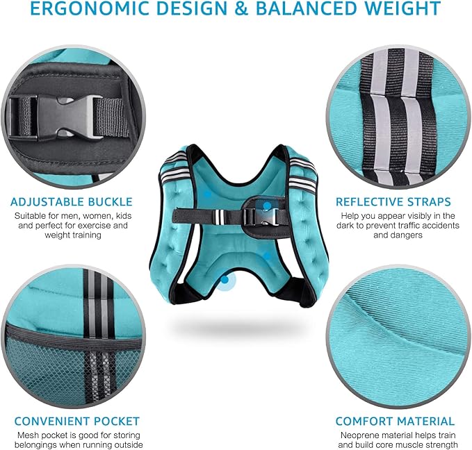 Henkelion Weighted Vest Weight Vest for Men Women Kids Weights Included, Body Weight Vests Adjustable for Running, Training Workout, Jogging, Walking