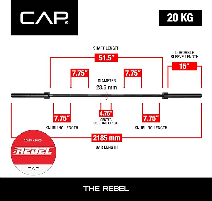 Cap Barbell 7-Foot Olympic Barbell Pro Series | Olympic & Power Bar Options
