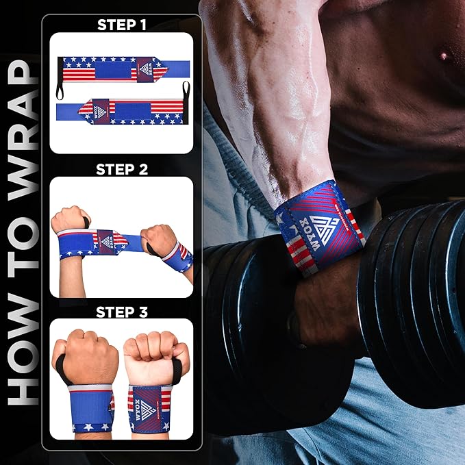 WYOX Wrist Wraps for Weightlifting – Professional Quality Adjustable Wrist Support, Heavy Duty Thumb Loop Gym Wrap, Powerlifting & Strength Training for Bodybuilding, Breathable Flexible Wrist Brace for Pain Relief, Bench Press, Pushups Workouts Unisex