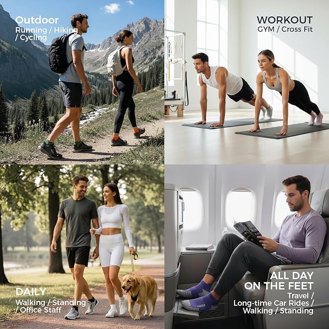 Ankle Compression Socks for Women and Men,Low Cut Compression Running Socks with Arch Support(6 Pairs)Best for Sports,Travel