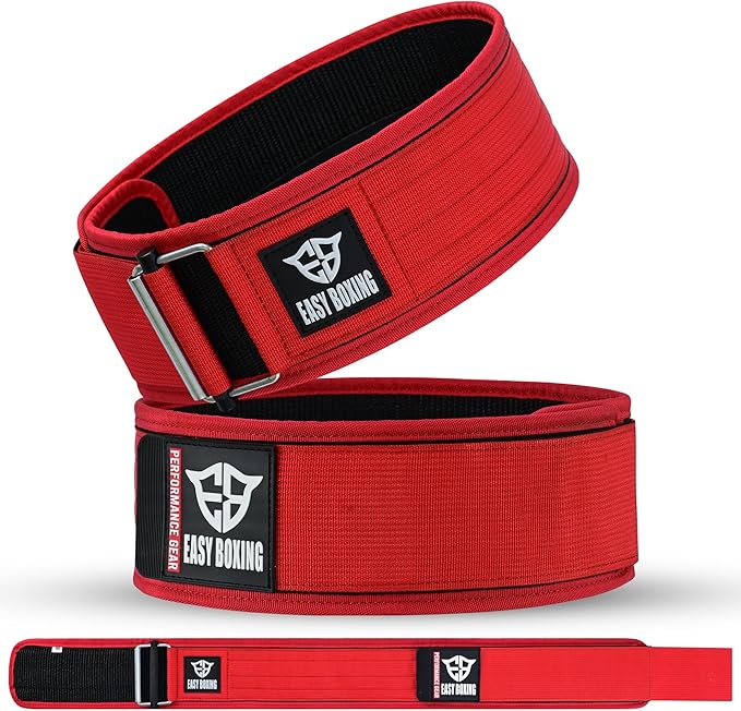 Weight Lifting Belt, Nylon Web, 4 Inch Width, Buckle Closure, for Squats, Deadlifts, Olympic Training, Bodybuilding, Cross-Training Workouts