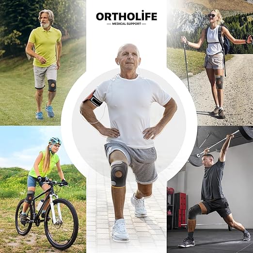Knee Brace for Women and Men – Knee Compression Sleeve for Meniscus Tear, ACL, Arthritis Pain Relief, Patella Pad & Side Stabilizers – Please Check How To Size Video (Orange, Large)