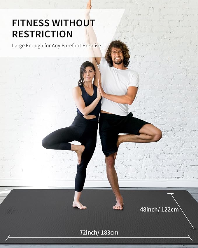 CAMBIVO Yoga Mat 72" x 48" Large Workout Mat for Home Gym Flooring | 6mm-12mm (0.24"-0.48") Extra Thick Exercise Mat for Apartment Fitness | High-Density TPE Cushioning for Joint Protection