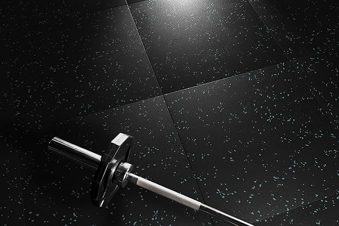 Genaflex Pro Heavy Duty Thick Rubber Gym Floor Tiles High Density Shock Absorbent Laminated Deadlift Mats - 1" Thick X 20" W X 20" L - 2.7 Sq. Ft. (Grey/Black, 60 Tiles - 162 Sq. Ft.)
