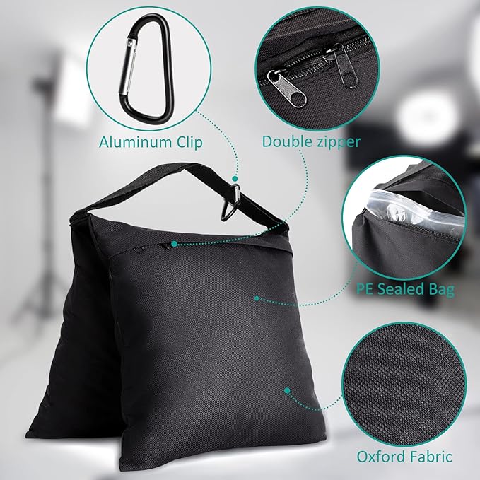 Aimosen 8 Packs Sandbags Weight Bags for Light Stand Photography Video Support, Heavy Duty Saddlebags for Backdrop Stand, Photo Tripod, Canopy, Pop up Tent, Umbrella Base, Fishing Chair, Wedding Shed