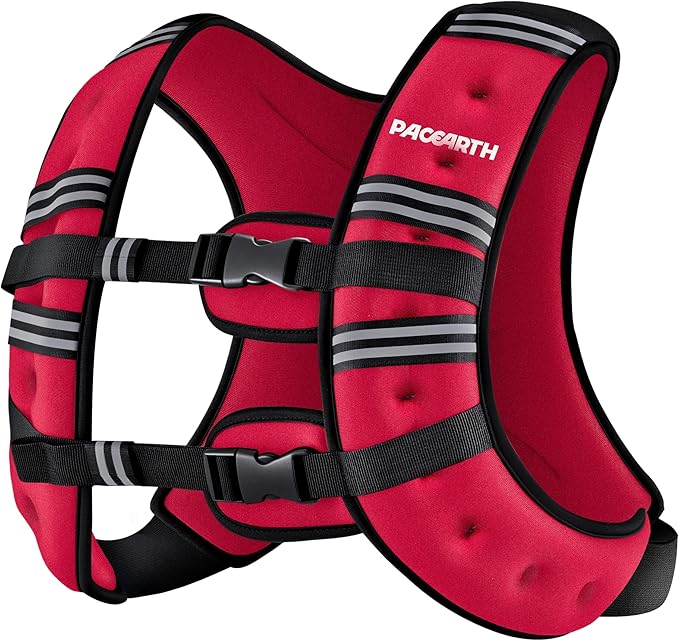 PACEARTH Weighted Vest,6lb/8lb/10lb/12lb/16lb/20lb/25lb/30lb Weight Vest with Reflective Stripe, Body Weight Vests for Women, Men, Weight Loss Workout, Strength Training, Running, Walking, Jogging