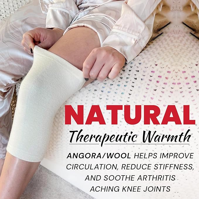 MAXAR Angora/Wool Knee Sleeve for Men & Women - Soft, Warm Support to Improve Circulation and Alleviate Arthritis Joint Pain - Lightweight Knee Warmer (Large, 1 pc)