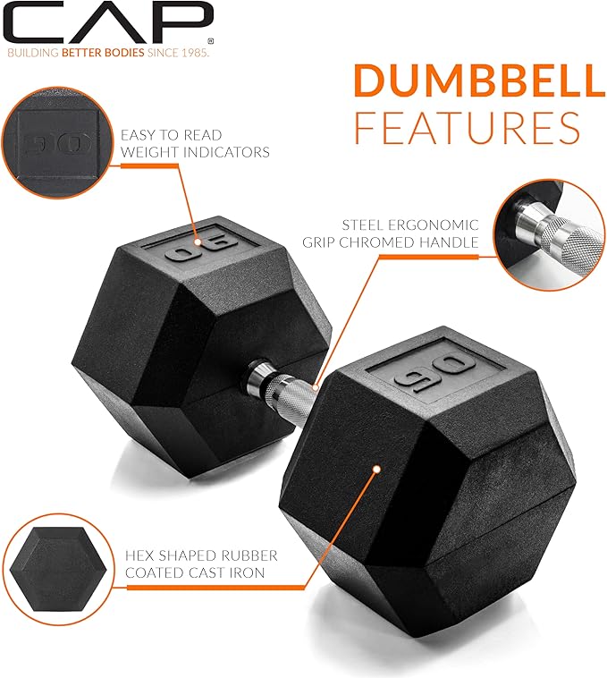 CAP Barbell Coated Dumbbell Weight | Multiple Options Pairs & Sets