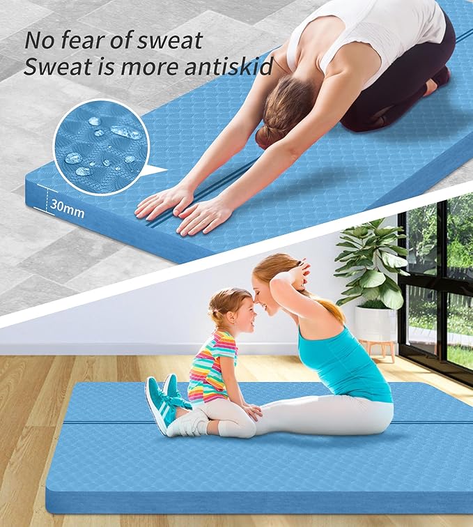 nuveti Large Exercise Mat - 15mm/20mm/30mm Thick Yoga Mat | Workout Mat for Fitness, Yoga, Pilates, Stretching & Floor Exercises for Women & Men with Free Carrying Bag