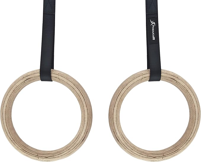 ProsourceFit Fitness Gymnastics Rings with Straps for Total Body Conditioning at Home